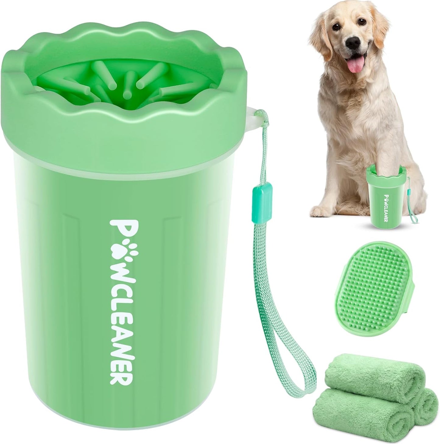 Dog Paw Cleaner Cup – Soft Silicone Bristles, 3 Towels, 3 Sizes, 9 Colors