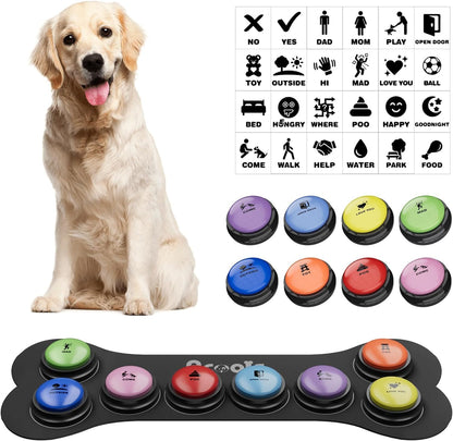 Dog Buttons for Communication - 30-Sec Recordable & Waterproof Mat