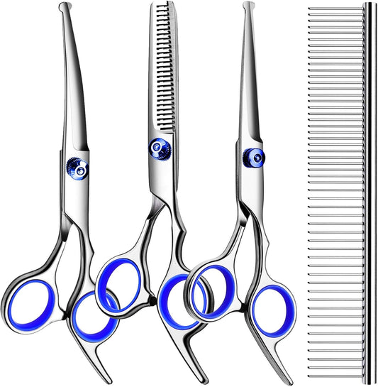 Dog Grooming Scissors Kit – 5-in-1 Titanium Coated Professional Shears