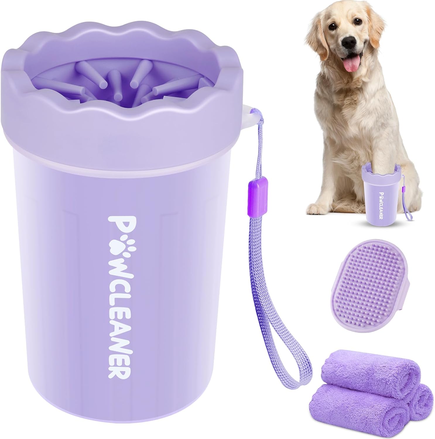 Dog Paw Cleaner Cup – Soft Silicone Bristles, 3 Towels, 3 Sizes, 9 Colors