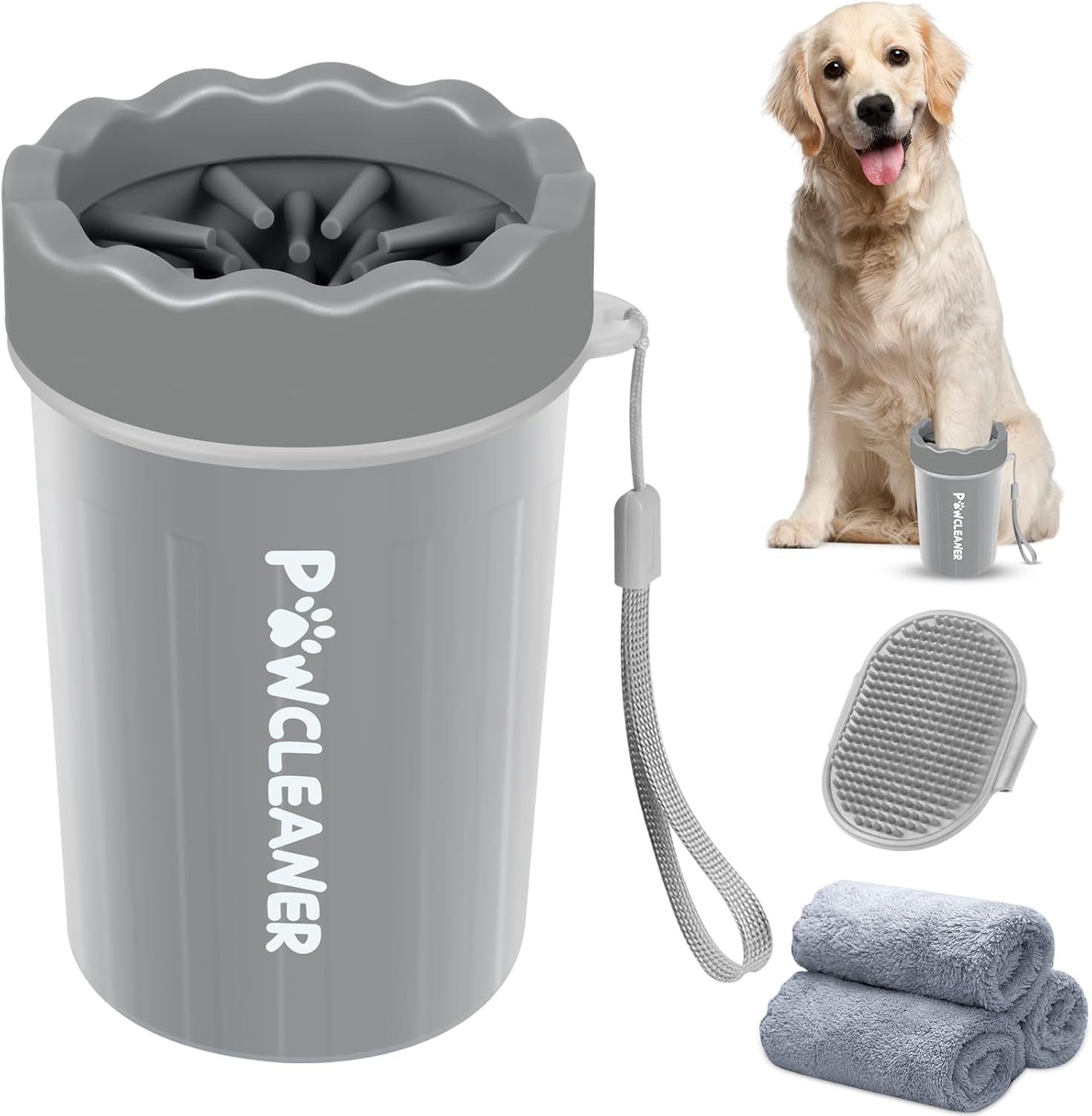 Dog Paw Cleaner Cup – Soft Silicone Bristles, 3 Towels, 3 Sizes, 9 Colors
