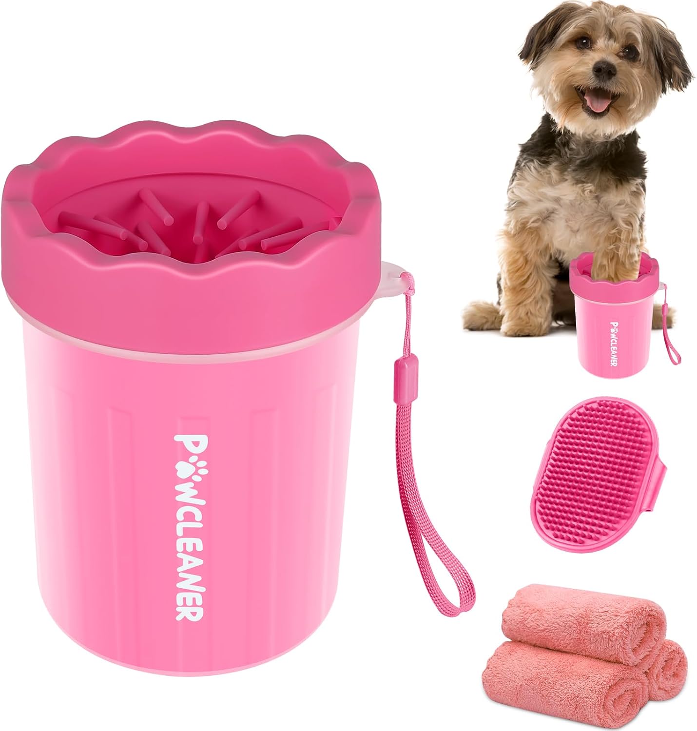 Dog Paw Cleaner Cup – Soft Silicone Bristles, 3 Towels, 3 Sizes, 9 Colors