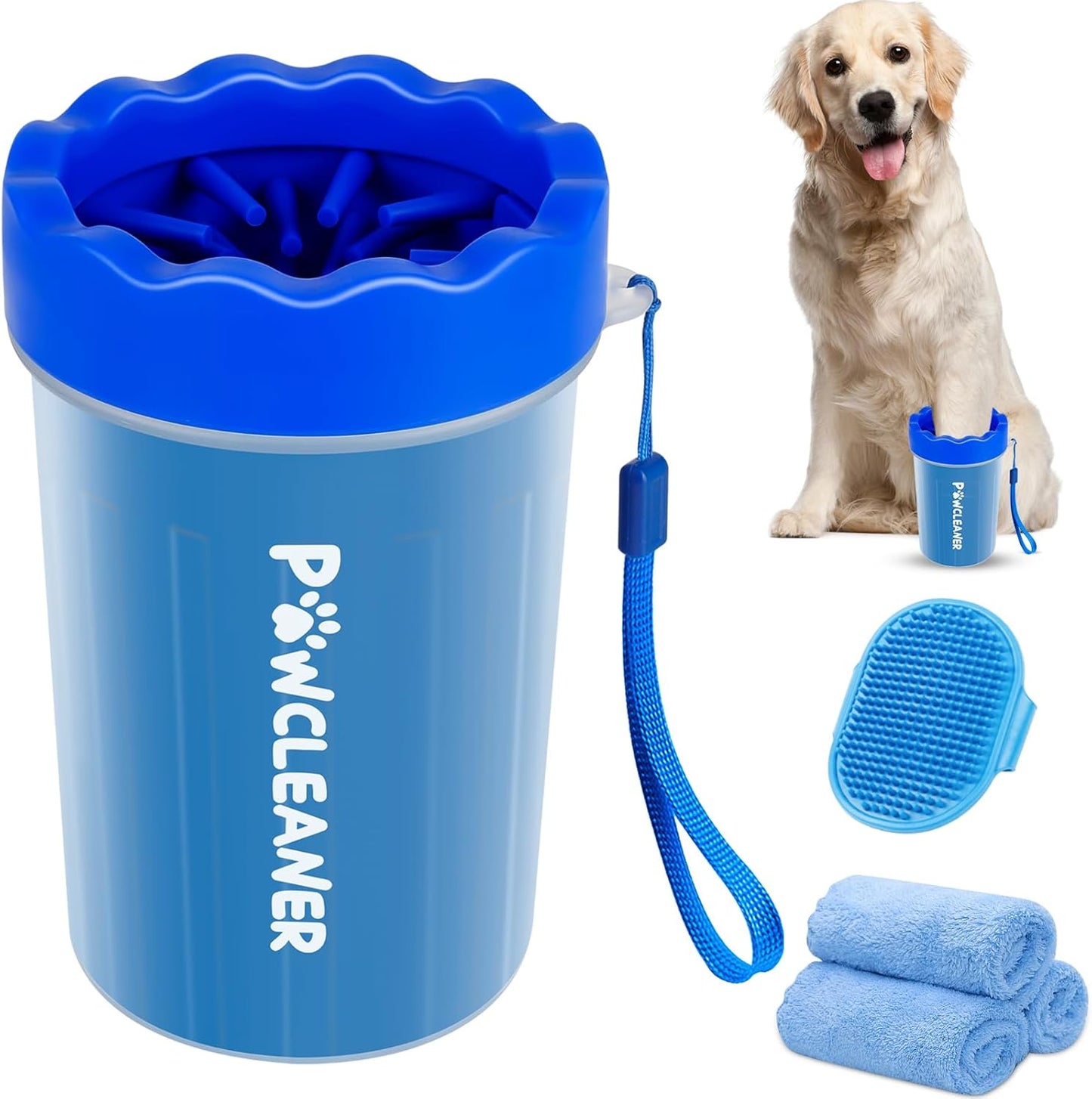 Dog Paw Cleaner Cup – Soft Silicone Bristles, 3 Towels, 3 Sizes, 9 Colors