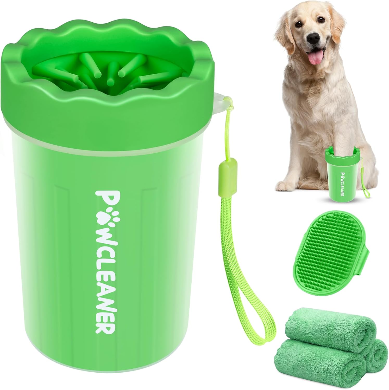 Dog Paw Cleaner Cup – Soft Silicone Bristles, 3 Towels, 3 Sizes, 9 Colors