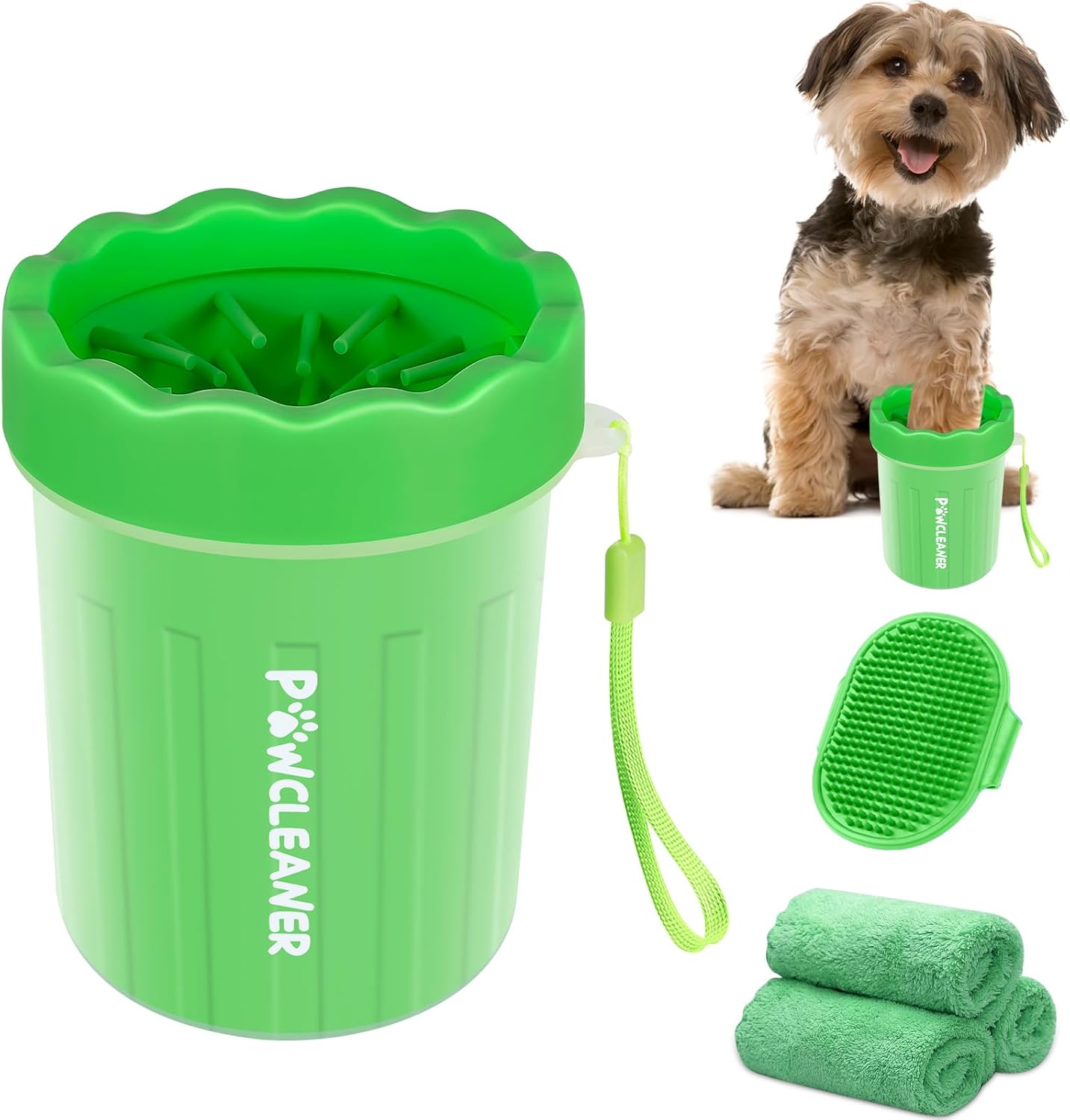 Dog Paw Cleaner Cup – Soft Silicone Bristles, 3 Towels, 3 Sizes, 9 Colors