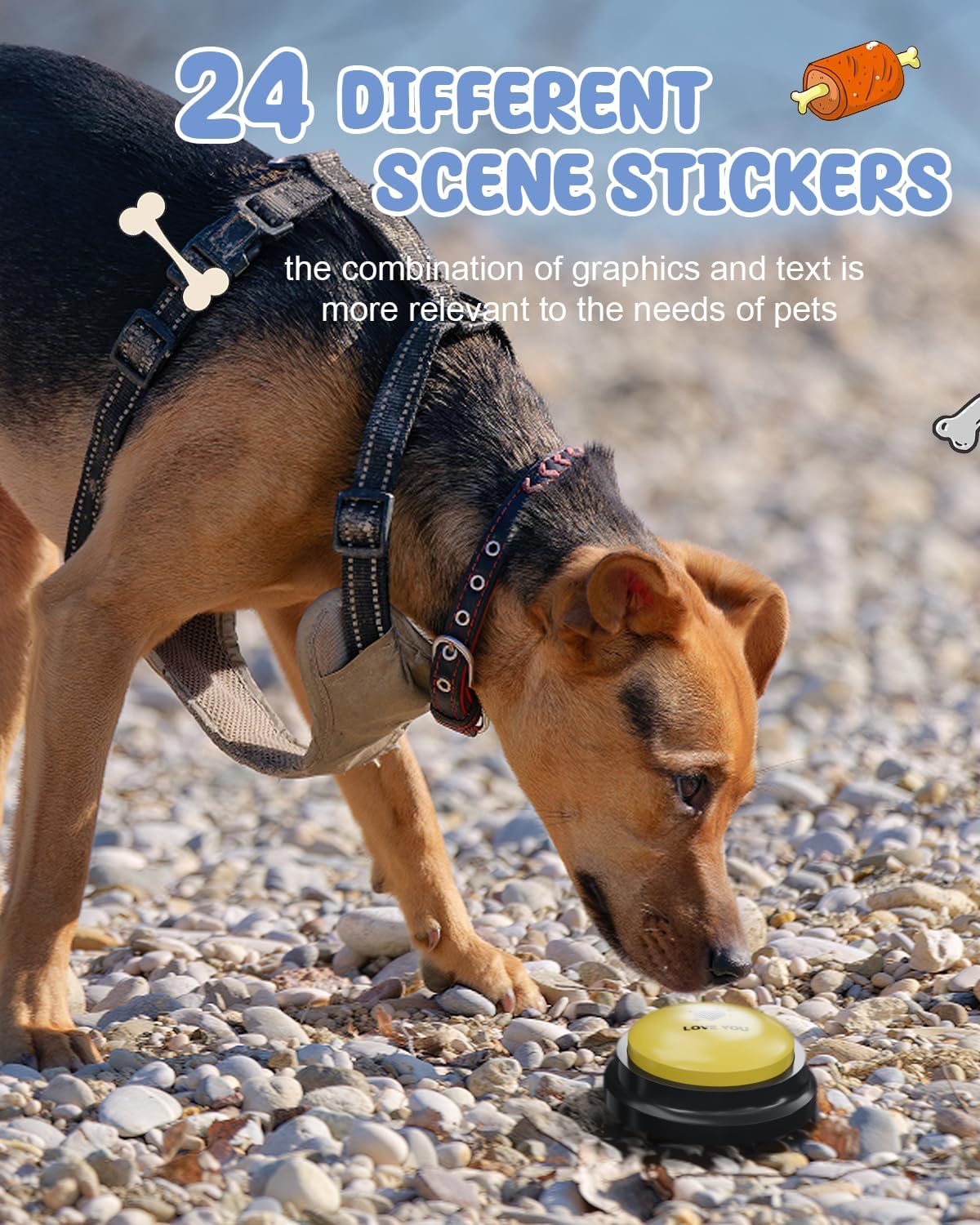 Dog Buttons for Communication - 30-Sec Recordable & Waterproof Mat