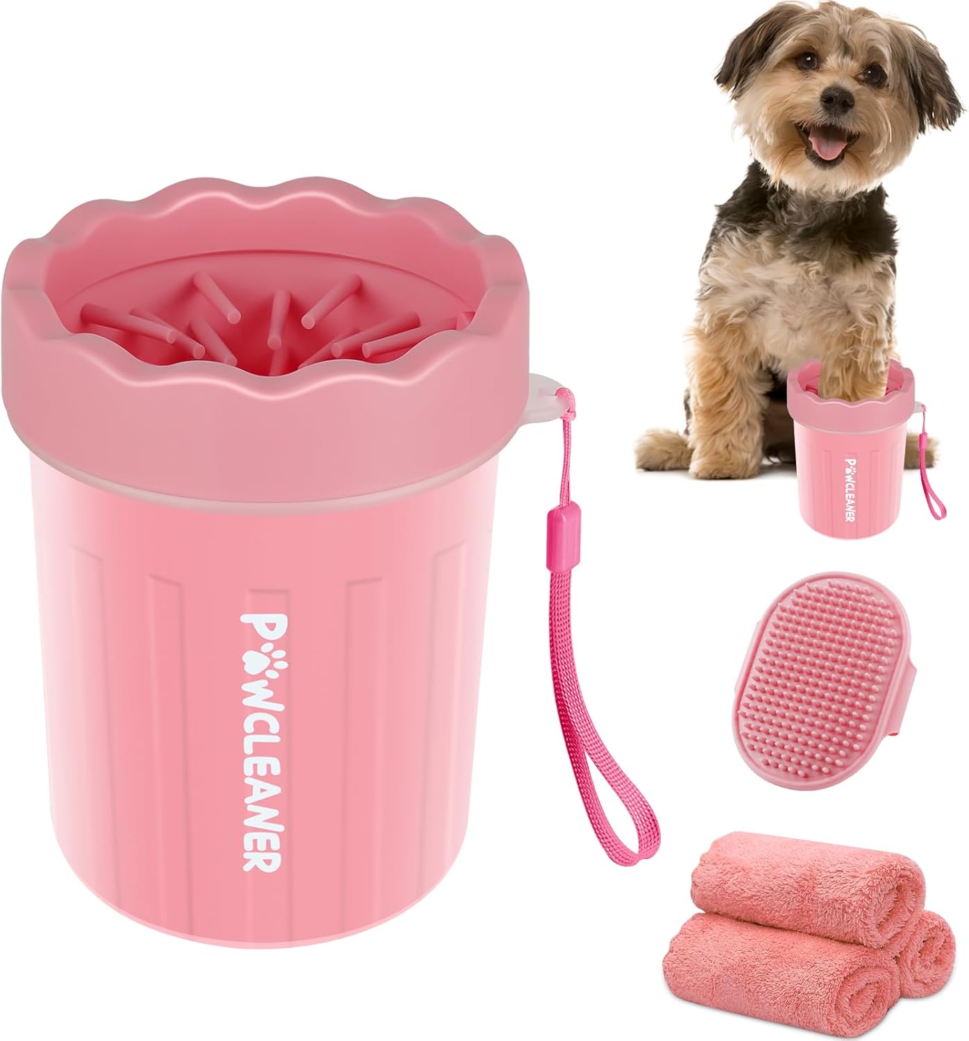 Dog Paw Cleaner Cup – Soft Silicone Bristles, 3 Towels, 3 Sizes, 9 Colors