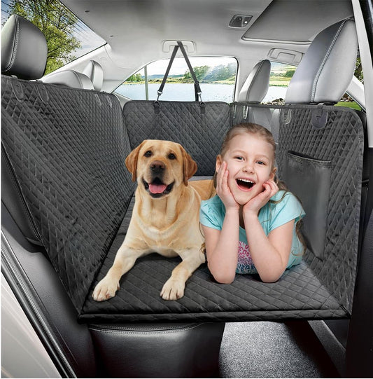 Dog Car Seat Hammock Cover with Hard Bottom & Mesh Window – Waterproof Bed