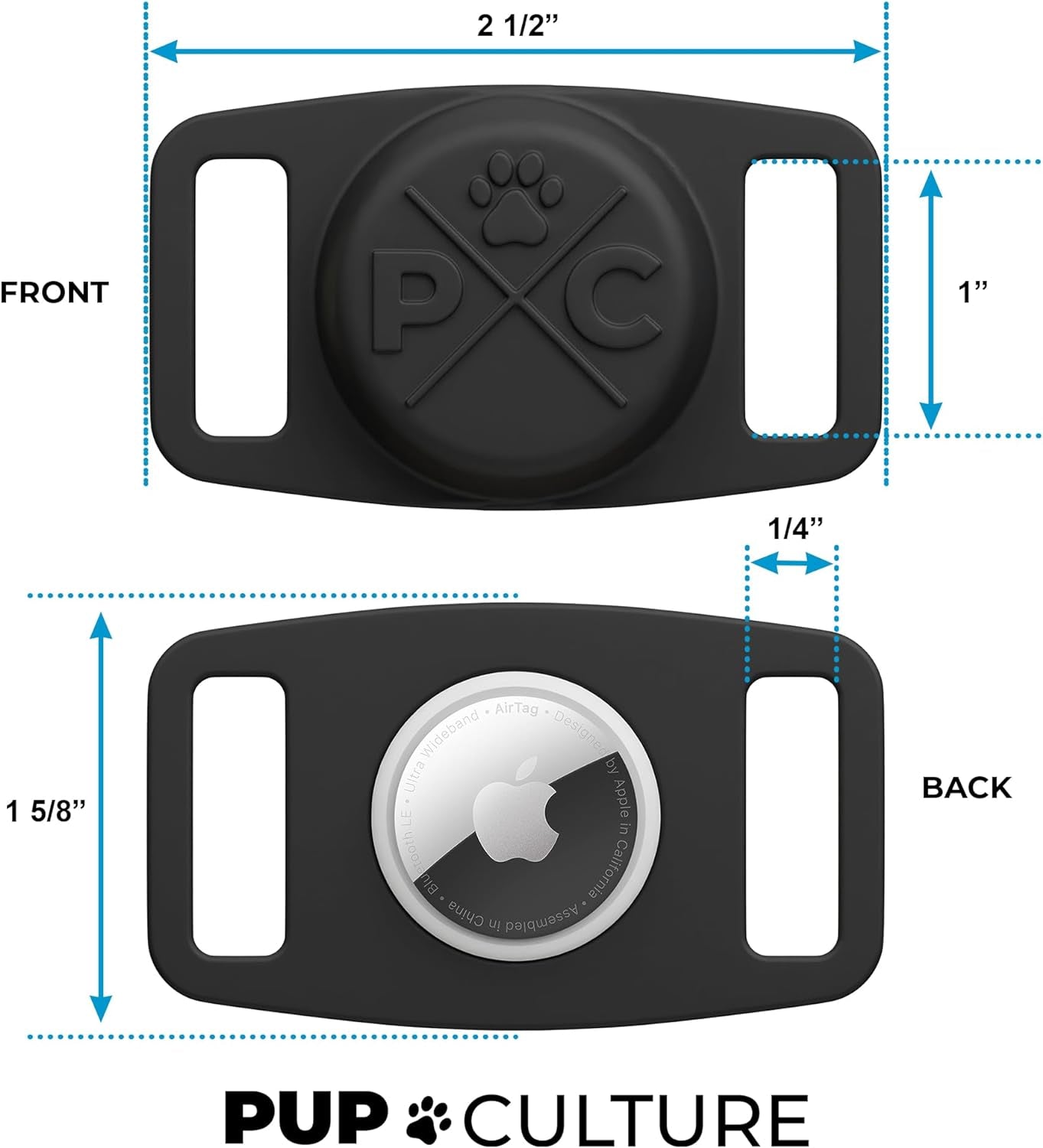 AirTag Dog Collar Holder - Durable Silicone Mount