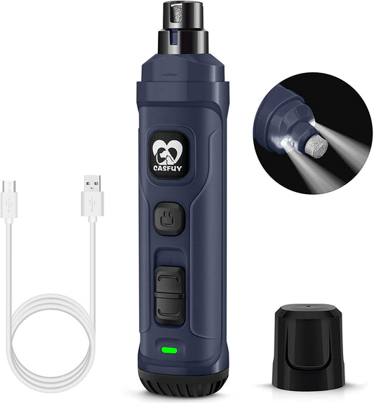 Dog Nail Grinder with Dual LED Light – Quiet 2-Speed Rechargeable Trimmer